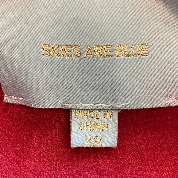 Skies Are Blue Red Faux Suede Fringe Jacket Western Boho XS - Picture 8 of 13